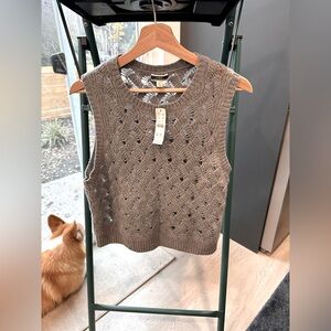 Jcrew cashmere pointelle sweater shell in gray